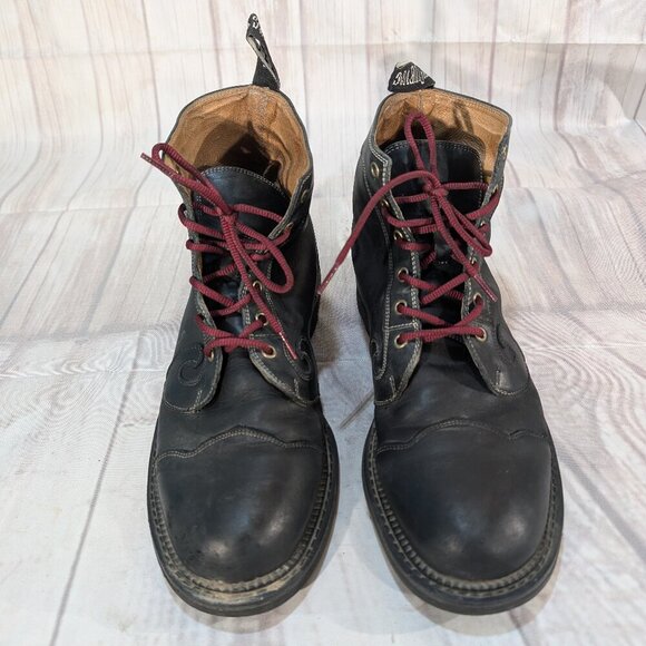 John Fluevog DFT Do-F'T Black Leather Combat Boots M12 - Picture 1 of 12